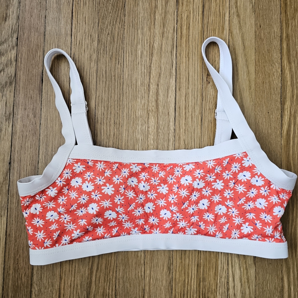 Dippin' Daisy's scattered daisy olympia bikini top floral coral white medium